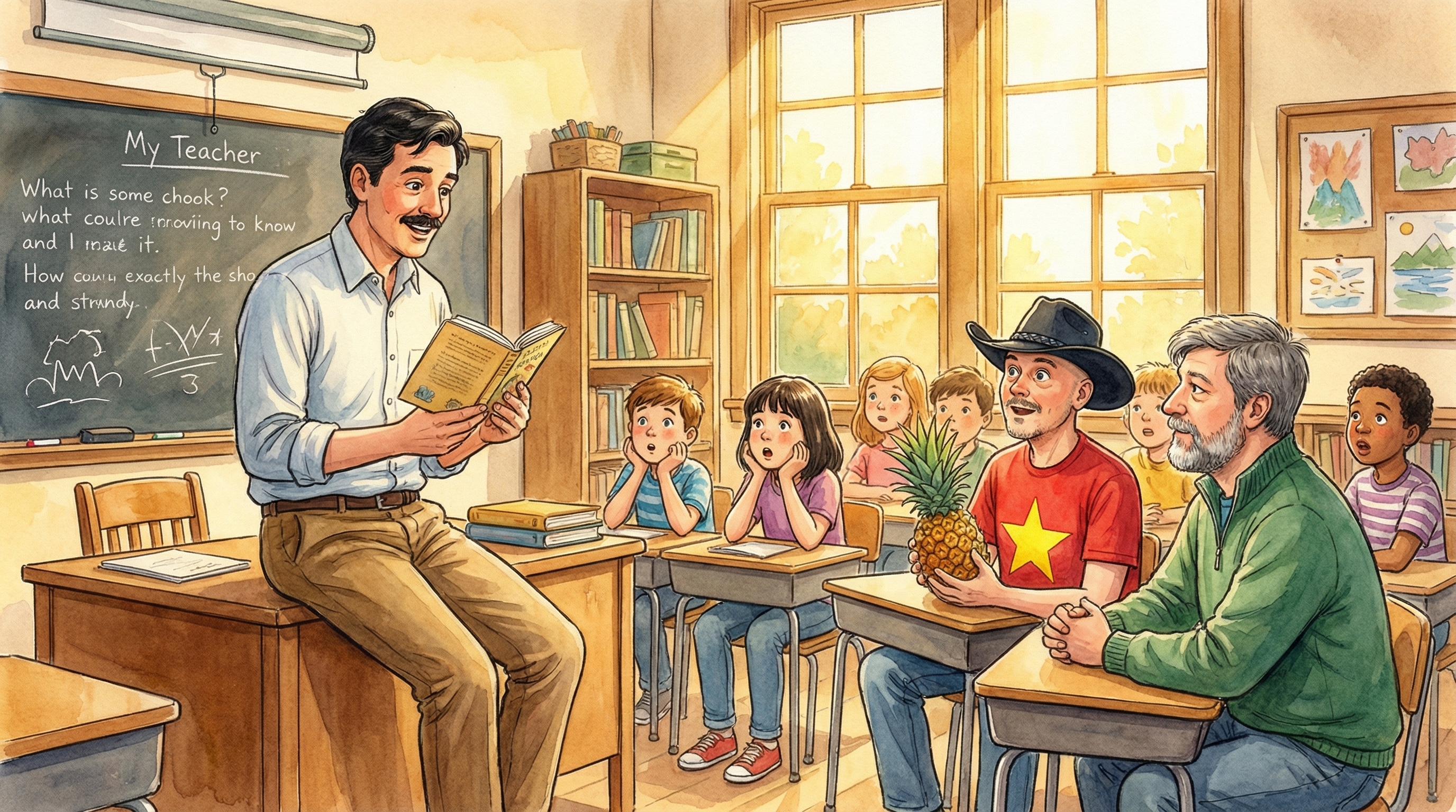 A fourth-grade classroom hushed and listening as Mr. Rozzi reads from a Judy Blume novel.