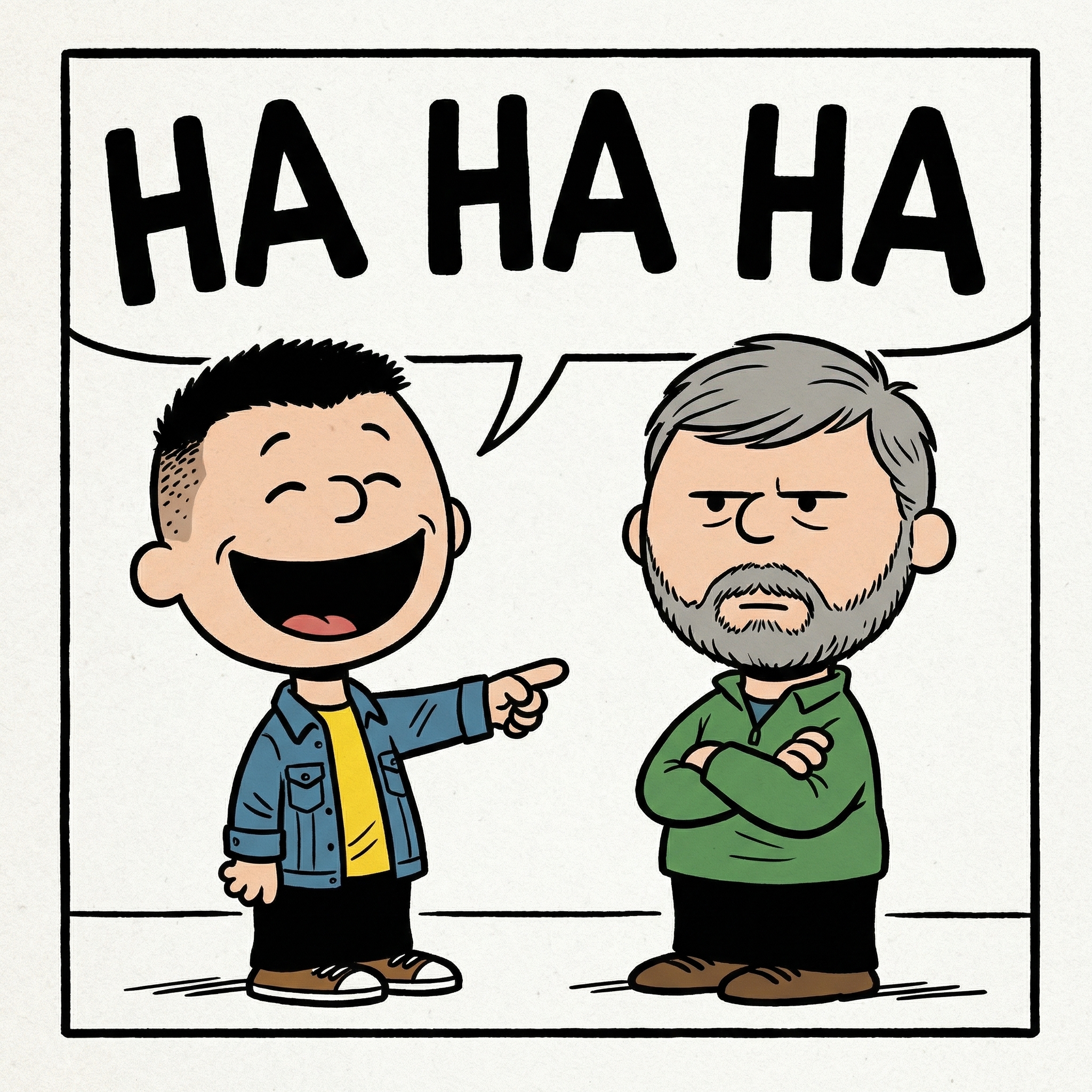 Sagoots — crew cut, denim jacket — yelling at Lupa across the playground.